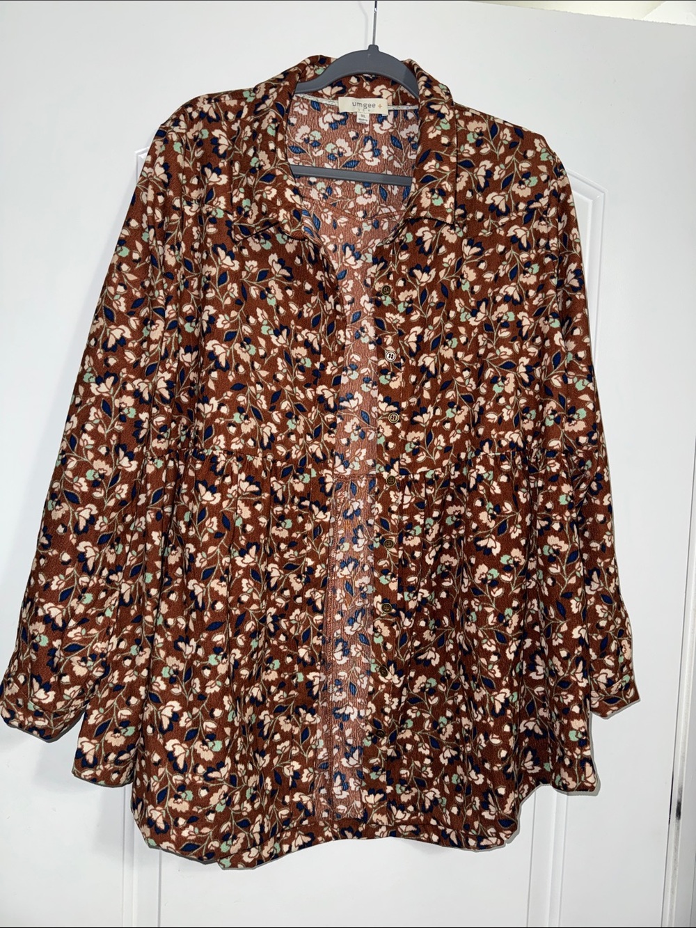 Umgee Brown Floral Button-Front Tunic Jacket